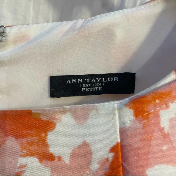 Ann Taylor Pink Purple Cream Abstract Sleeveless Sheatb Dress Petite, LP/14P - Picture 6 of 13